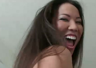 Appealing Asian teen babe up incomparable booty gives head