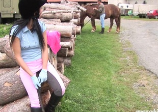 Her horse riding tutor gives her pussy the ride be required of its life